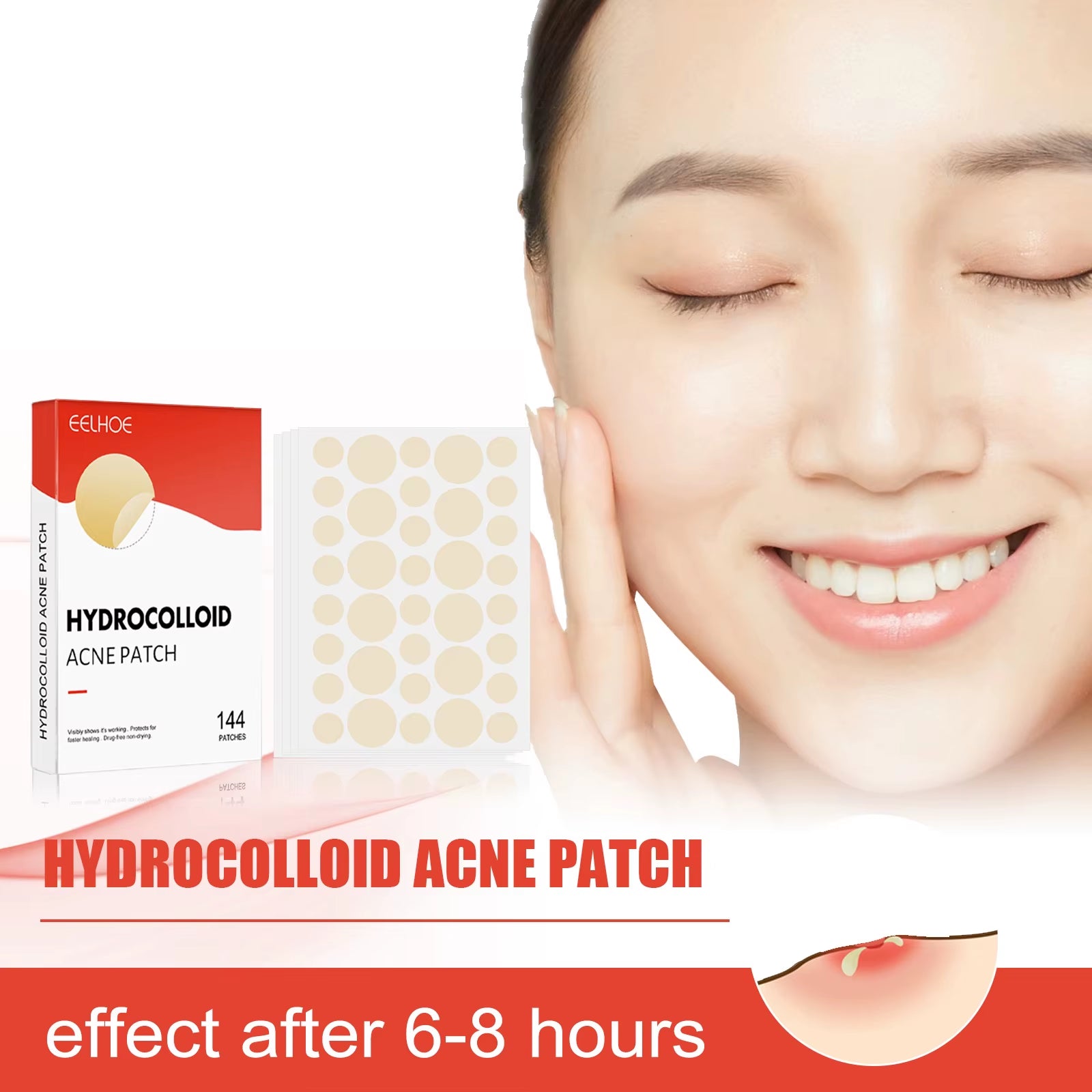 Hydrocolloid Acne Patches 2 Sizes Invisible Makeup-Friendly Pore Care Acne Pimple Patch Breathable for Comedones Treatment