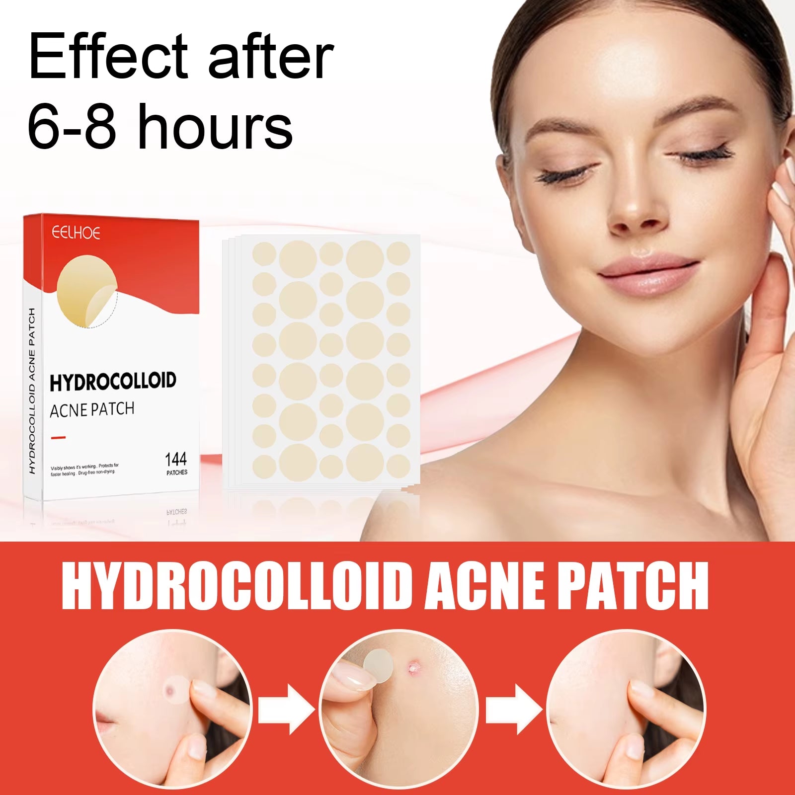 Hydrocolloid Acne Patches 2 Sizes Invisible Makeup-Friendly Pore Care Acne Pimple Patch Breathable for Comedones Treatment