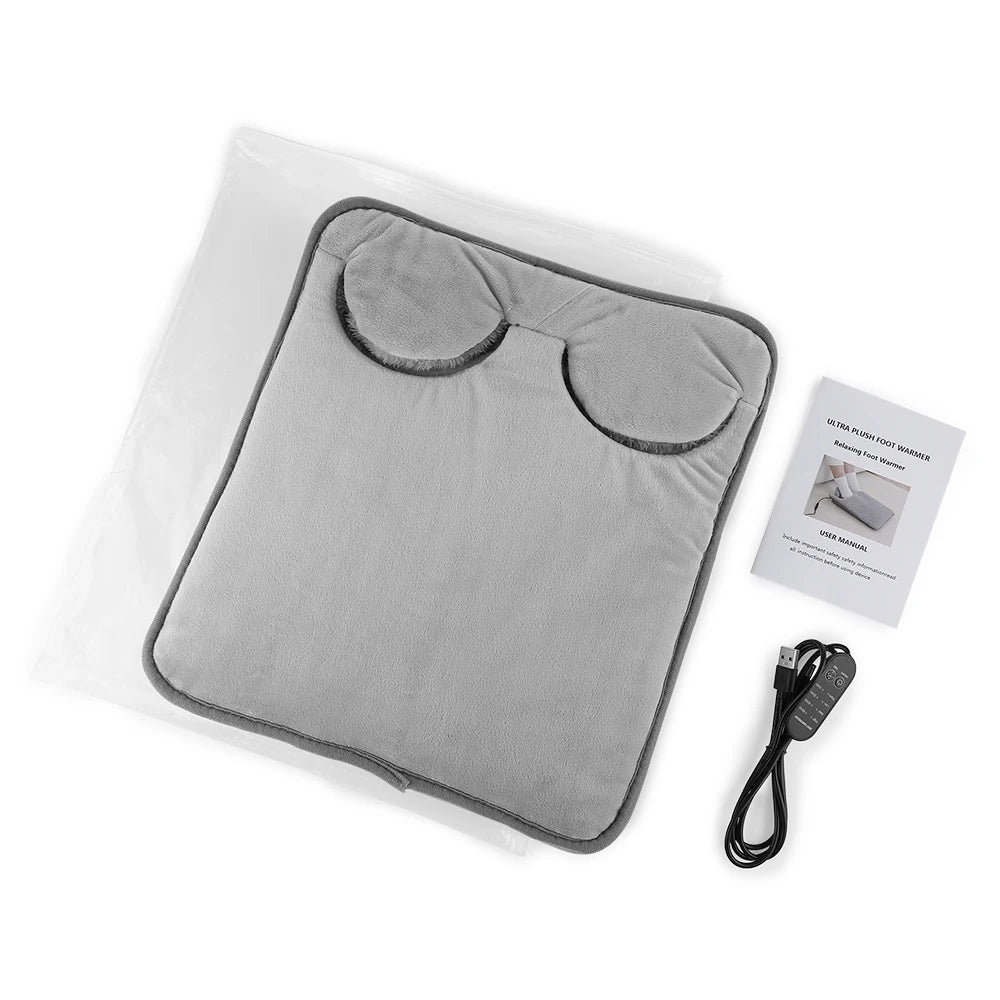 Winter Electric Foot Heating Pad USB Charging Soft Plush Washable Foot Warmer Heater Improve Sleeping Household Foot Warming Mat